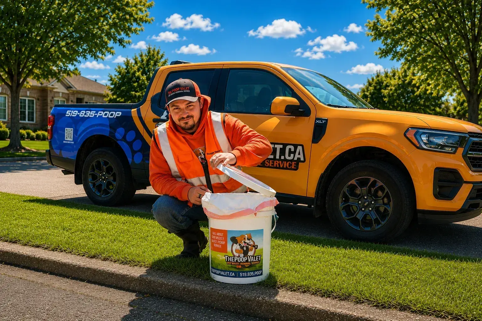 Professional bucket dog poop removal service in Kitchener, Waterloo, Cambridge, and Guelph