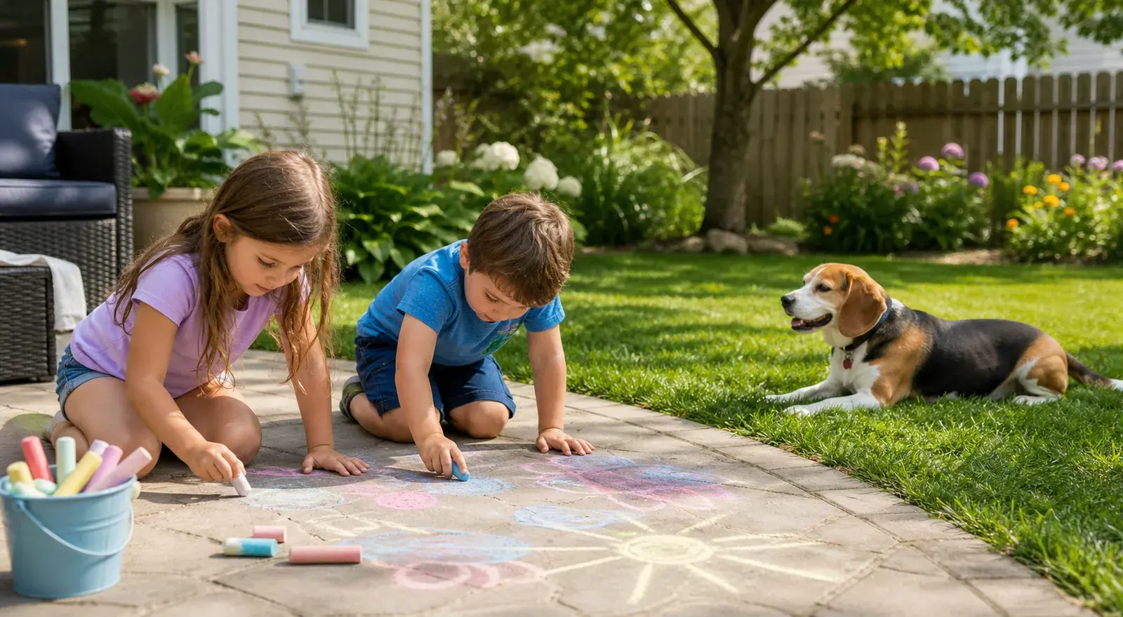 Dog-friendly backyard scene near Williamsburg