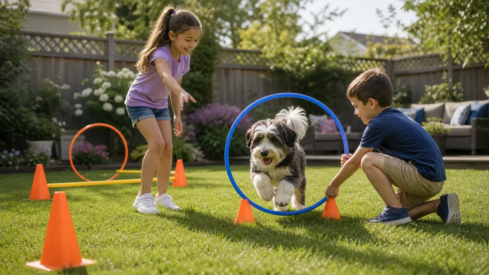Dogs and family yard time near Williamsburg