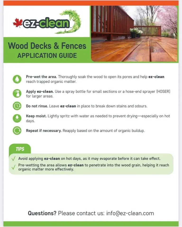 ez-clean wood decks and fences application guide