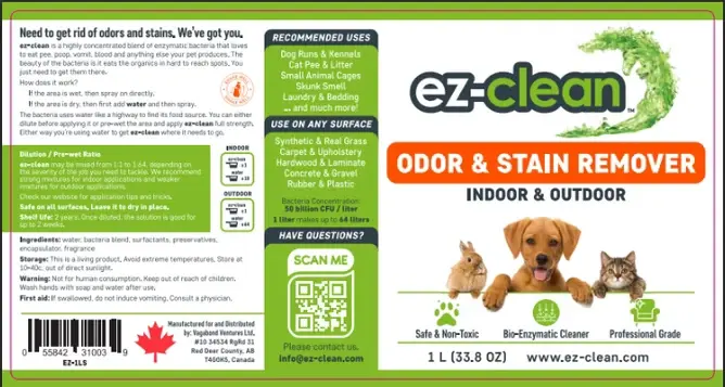 ez-clean Odour & Stain Remover for indoor and outdoor use