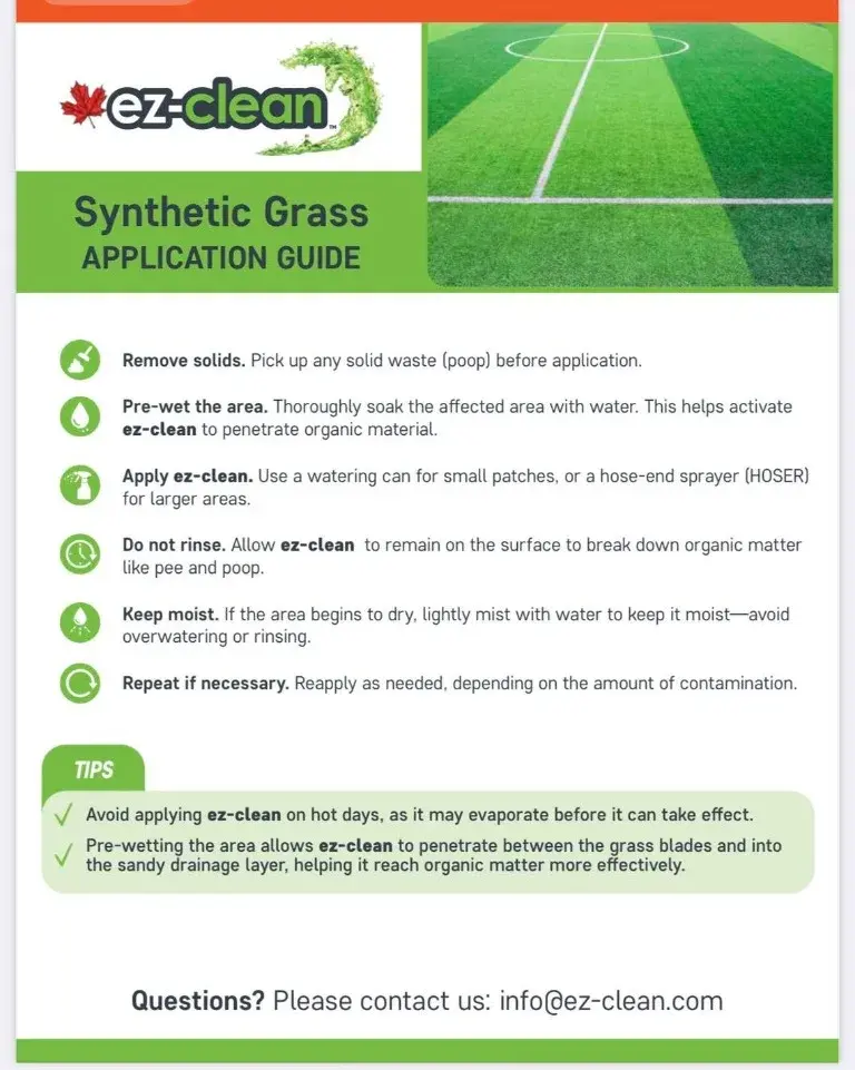 ez-clean synthetic grass application guide