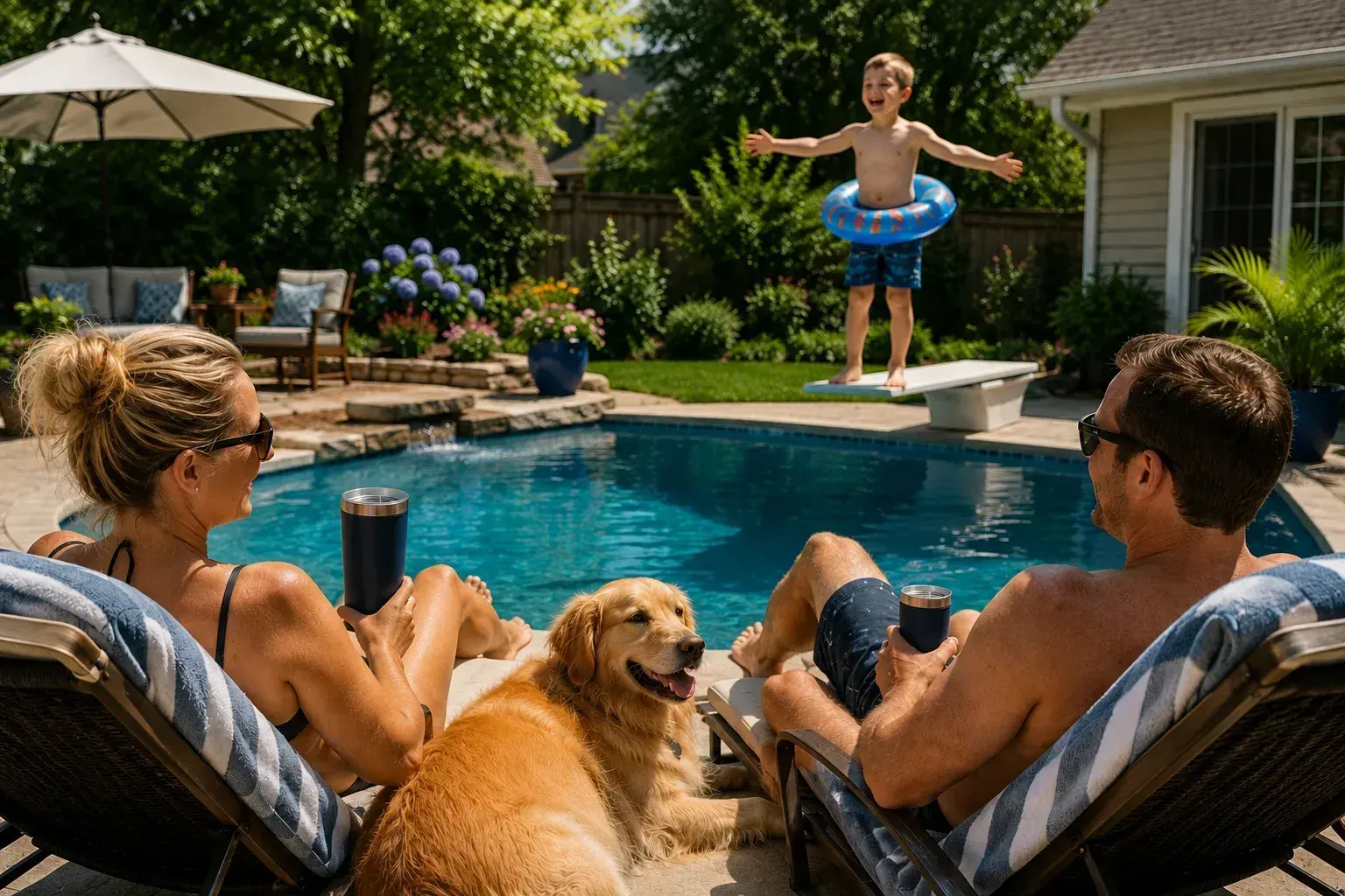Child playing safely in a clean backyard thanks to The Poop Valet
